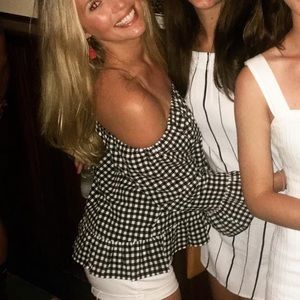 Off the shoulder checkered blouse